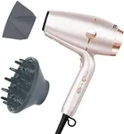 INFINITIPRO BY CONAIR SmoothWrap Hair Dryer with Diffuser | Blow Dryer for Less Frizz, More Volume and Body | With Advanced Plasma and Ceramic Technology | Pink Champagne