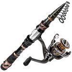 PLUSINNO Fishing Rod and Reel Combos, Toray 24-Ton Carbon Matrix Telescopic Fishing Rod Pole, 12 +1 Shielded Bearings Stainless Steel BB Spinning Reel, Saltwater and Freshwater Fishing Gear Kit 5.91FT