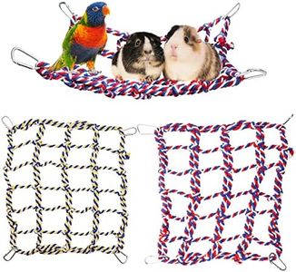 2 Pack Large Colorful Bird Rope Net, 14 × 10 Inches Rat Climbing Rope Net, Pet Hanging Hammock, Bird Ladder Rope Bridge, Small Animal Rope Net Toy, Cage Accessories for Rat Hamster Bird Ferret