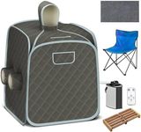 COSTWAY Portable Steam Sauna, Remote Control, 3L Steamer, Foldable Sauna Spa with 9 Temperature and 90 Mins Timer, Atomization, Personal Sauna Hat Tent for Detox Relaxation (Grey)