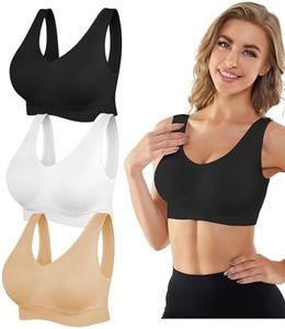 YADIFEN 3 Pack Womens Sports Bras,Wireless Comfortable Seamless Sleep Yoga Sports Bras for Women with Removable Pads