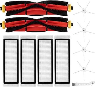 BlueStars Replacement Parts Compatible with Roborock S6 Pure S6 E4 S4 S4 Max S5 S5 Max E2 E3 E5 E20 E25 E35 S50 S65 Xiaomi Mijia Robot Vacuum – 2 Main Brush 6 Side Brush 4 HEPA Filter 1 Sweeping Brush
