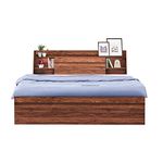 Caspian Engineered Wood Furniture Engineered Classic Style Queen Size Bed With Shelves & Storage/Mattress Size 72 X 60 Inches (Asian Brown Textured) (Mattress Not Included)