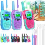 Vvinca Walkie Talkies for Kids Rechargeable 3 Pack, Toys for Boys Girls Age 3-13 Ourdoor Camping Birthday Gift, 3KM Long Range Walkie-Talkie 2 Way Radios 22 CH VOX with Li-ion Battery Flashlight