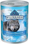 Blue Buffalo Wilderness Denali Dinner High Protein Grain Free, Natural Wet Dog Food, Wild Salmon, Venison & Halibut 12.5-Oz Can (Pack of 12)