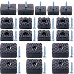 Swpeet 80Pcs Black 22mm & 30mm Square Shape Furniture Pads with Screws, Heavy Duty Rubber Non Slip Non Skid Furniture Feet for Table Desk Chair and Sofa Leg Furniture Cups to Protect