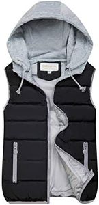 Gihuo Women's Puffer Vest Zip Up Quilted Padded Winter Sleeveless Hooded Vest Gilet Warm Jacket Outerwear Vest (X-Small, Black)