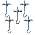 5 Packs M5 Carbon Steel Plasterboard Ceiling Hooks Spring Toggle Wing Bolts Hanger Wall Ceiling Installation Cavity Wall Fixing Anchors Ceiling Hook Heavy Duty Swag Hanging Plants
