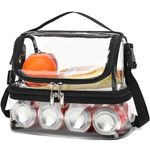 FlowFly Double Decker Cooler Insulated Lunch Bag Large Tote for Boys, Girls, Men, Women, With Adjustable Strap,Clear