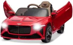 Hetoy 12V Kids Ride On Car, Licensed Bentley Bacalar Battery Powered Electric Vehicles w/Parent Remote Control, Scissor Door, 3 Speeds, LED Lights, Horn, Music & Story, Kids Ride on Toy, Red