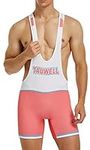 AIEOE Sports Men’s Wrestling Singlets Uniform Men's Wrestling Leotard Bodysuit Silky Smooth One Piece Swim Wear X-Large Pink-White