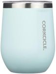 Corkcicle Stemless Insulated Wine Glass Tumbler, Gloss Powder Blue, 12 oz – Stainless Steel Stemless Wine Glass Keeps Beverages Cold for 6 Hours, Hot for 3 Hours – Non-Slip, Easy-Grip