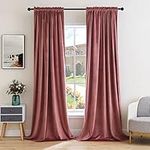 MIULEE Dusty Rose Pink Velvet Curtains Thermal Insulated Blackout Curtain Drapes for Bedroom Living Room Darkening 108 Inches Long Curtains Panels Rod Pocket Set of 2