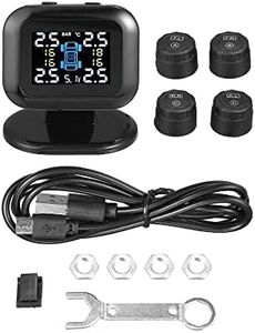 X AUTOHAUX Tire Pressure Monitoring System TPMS USB Charger Monitor 5 Alarm Modes LCD Color Display with 4 External Sensors Temperature Pressure Universal for Car RV Trailer