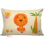 Casa Copenhgen Baby Pillow With Super Soft Imported Fabric|1 Month To 5 Year Kids Pillows|Animal & Cartoon Prints|Infant Pillow For Sleep,Neck Support-12 X 18 In-Lion on the beach - Microfibre, yellow