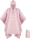 Coralrain Hooded Rain Poncho Lightweight Waterproof Unisex Raincoat Jacket with Pocket for Men Women Adult, Pink, One Size
