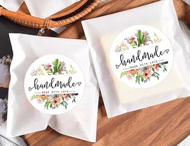 120pcs Handmade Made with Love Stickers, Premium Floral Labels for Crafts, Gifts & Packaging, Adorable Handmade Stickers for Small Businesses, Artists & Crafters