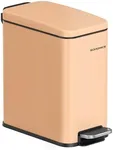 SONGMICS Bathroom Trash Can, 1.3 Gallon (5 L) Small Trash Bin with Lid, Slim for Small Spaces, Stainless Steel Garbage Can, Soft Close, Peach Fuzz ULTB560R01