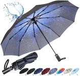 inaWarm Travel Umbrella, Strong Large Umbrellas Automatic Open Close, Folding Umbrella with 10 Ribs and Teflon Coating, Portable Umbrella Rain Resistant for Men Women