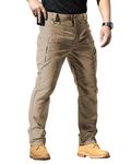 Men's Stretch Tactical Pants,Water Resistant Ripstop Cargo Pants,Lightweight Outdoor Work Hiking Pants with Pockets(No Belt), Khaki, X-Large