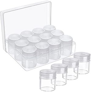 BELLE VOUS Boite Rangement Perles - 12 Petits Pots en Plastique Transparent Amovible avec Couvercle - Tubes en Plastique pour Perles, Bijoux, Ongles DIY, Boucles d’Oreilles, Paillettes et Broderie