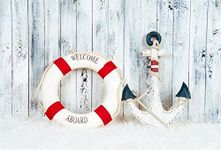 AOFOTO 7x5ft Nautical Anchor Photography Background Life Buoy Backdrops marine Style Vintage Wooden Plank Board Kid Baby Infant Newborn Artistic Portrait Photoshoot Studio Props Video Drape Wallpaper