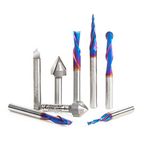 Amana Tool AMS-177-K 8-Pc CNC Router Bit Collection Featuring V-Grooves, Point Roundover and Multi-Purpose Spektra Bits, 1/4 Shank