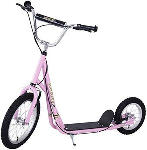 HOMCOM Adult Teen Push Scooter Kids Children Stunt Scooter Bike Bicycle Ride On Alloy Wheel Pneumatic Tyres (Pink)
