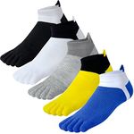 Kevaler Mens Toe Socks Cotton Sports Running Athletic Socks Ankle Low Cut Five Finger Crew Socks Sweat Wicking Quick-dry Breathable Soft UK 7-10 (5 Pairs)