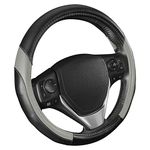 BDK Auto SW-814-LG: Motor Trend Two Tone Pu Steering Wheel Cover/Light Gray