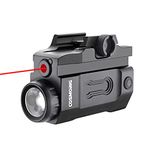 COSMOING Red Laser Sight Gun Light Combo, 800 Lumen Tactical Flashlight USB Rechargeable with Strobe Function for Pistol Handgun Rifles with Picatinny Rail Mount