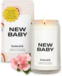 Homesick Scented Candles for Home (New Baby) - 13.75 oz Long-Lasting Natural Soy Wax Blend Jar Candle Gifts & Couples Baby Shower Favors, 60-80 Hours Burn Time - Notes of Geranium & Vanilla