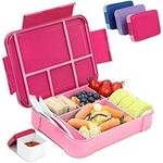 Bugucat Bento Lunch Box 1330ML,Kids Lunch Box Bento Boxes with 6 Compartments Cutlery,Leak Proof Lunchbox Snack Boxes for Kids Adult,Kids Lunch Box with Compartments for School Kindergarten Pink