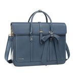 MOSISO Laptop Bag for Women, 15-15.6 inch PU Leather Laptop Shoulder Bag Convertible Backpack, 16 inch Messenger Bag Casual Handbag Work Briefcase Travel Computer Bag with Bowknot, Peacock Blue