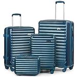 Coolife Luggage Suitcase 4 Piece Set expandable (only 28”) ABS+PC Spinner suitcase with TSA Lock carry on 20in 24in 28in