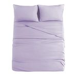 JOLLYVOGUE Lavender Queen Sheet Set, 4 Pieces Bed Sheets Set with Deep Pocket, Breathable & Cooling Bed Sheets with a Flat Sheet, a Fitted Sheet & 2 Closure Pillowcases(Lavender, Queen)