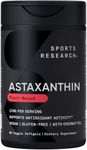 Sports Research Triple Strength Vegan Astaxanthin Supplement from Algae - Plant Based Softgels for Antioxidant Activity, Skin & Eye Health - Non-GMO Verified, Made with Coconut Oil - 12mg, 60 Count