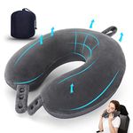 Travel Neck Pillow, Best Memory Foam Airplane Pillow for Head Support Soft Adjustable Pillow for Plane, Car & Home Recliner Use (Grey)