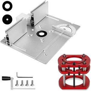 Router Lift Set, Frästisch für Oberfräse mit Frästisch Einlegeplatte, Aluminiumlegierung Planfräsvorrichtung, Router Table, für Nuten Zapfenschneiden Besäumen und Anfasen