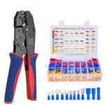 Insulated Wire Terminal Crimping Tool Kit, GUPTOMES 0.5-6mm² Ratchet Crimping Plier, Cable Lug Pliers Electrician Crimping Tool Set with 36 Type 290 Insulated Butt Bullet Spade Ring Crimp Connectors