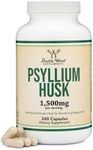 Double Wood Supplements Psyllium Husk Capsules Fiber Supplement (240 Count, 1,500mg Per Serving) Soluble Fiber for Maintaining Regularity (Non-GMO)