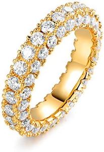 Barzel 18k Yellow Gold Plated Cubic Zirconia Eternity Band Ring Jewelry (Gold, 6)