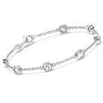 LeCalla 925 Sterling Silver Jewelry Classic Minimalist Cubic Zirconia Cable Chain Bracelet | Bezel-Set CZ Station Bracelet for Women with Lobster Claw Clasp 7.5 Inches