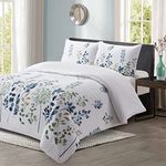 Style Quarters Duvet Cover 100% Polyester Duvet Covers Floral Duvet Cover Blue Duvet Cover 3 Pieces Duvet Cover White Duvet Cover Queen with 1 Duvet Cover and 2 Pillow Shams(Queen)