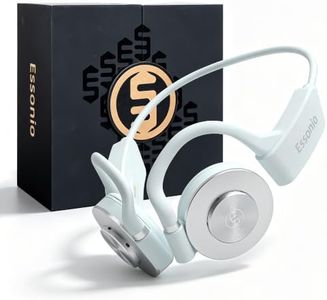 ESSONIO Open-Ear Air Conduction Headphones, 34.8mm Large Driver, 3-Level Bass Adjustment, IPX5 Waterproof, 20H Playtime, 55g Lightweight for Daily Commute, Sports, Workout White