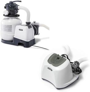 Intex 2100 GPH Above Ground Pool Sand Filter Pump Bundled with Krystal Clear Saltwater System, Improved Circulation and Filtration