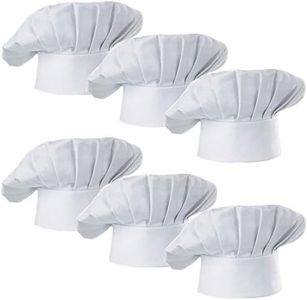Hyzrz Chef Hat Set of 6 PCS Pack Adult Adjustable Elastic Baker Kitchen Cooking Chef Cap (White)
