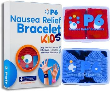 P6 Health Original Natural Anti-Nausea Relief Motion Car Sea Sickness Relief Children's Wrist Bands for Kids (2 Pack Royal Blue - Red)