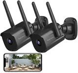 Septekon Security Camera Outdoor 2 Pack, 2.4G Wired WiFi Cameras for Home Security, 2K Surveillance Cameras with Motion Detection and Siren, 2-Way Audio, Night Vision, IP66 Waterproof, Black