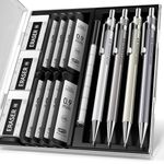 Four Candies 0.9mm Mechanical Pencil Set with Case - 4PCS Metal Mechanical Pencils, 8 Tubes HB #2 Lead Refills, 3PCS 4B Erasers and 9PCS Eraser Refills, Lead Pencils Mechanical for Writing & Drawing